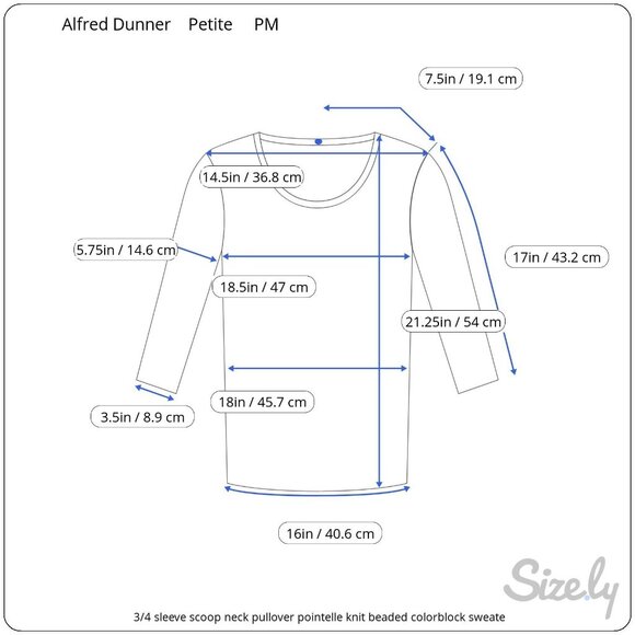 Alfred Dunner 3/4 Sleeve Scoop Neck Pointelle Knit Beaded Colorblock Sweater PM - Picture 7 of 7